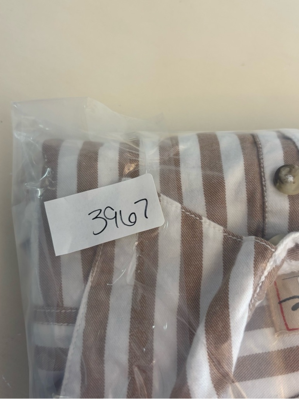 We The Free Beige and White Striped Ruffle Hem Button Down Shirt - Picture 12 of 12